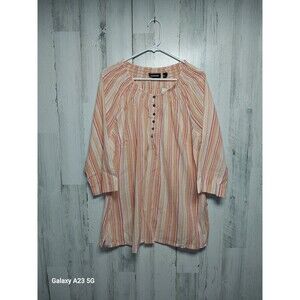 Avenue Women's Size 22/24 Orange White Gold Striped Top